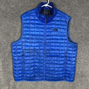 The North Face Vest Mens 2XL Blue ThermoBall Quilted Insulated Puffer Full Zip